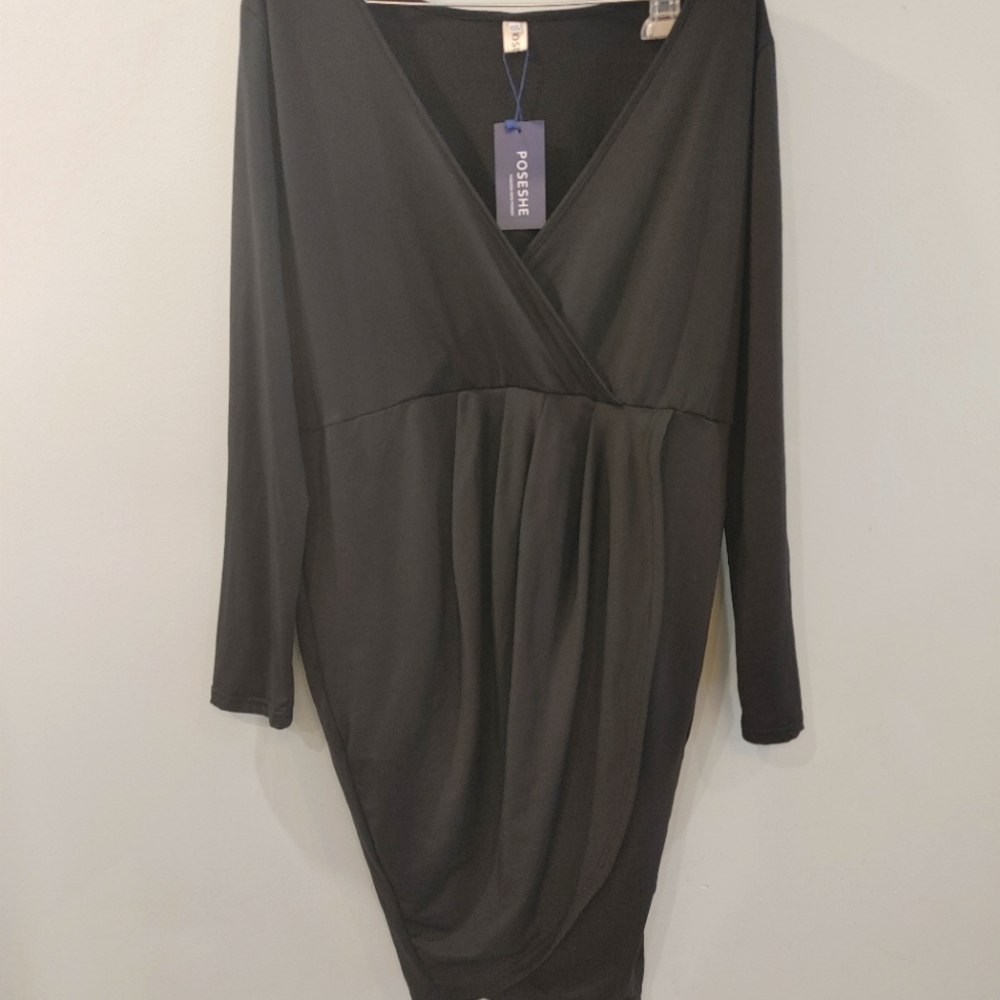 Faux Wrap Tulip Hem LBD
